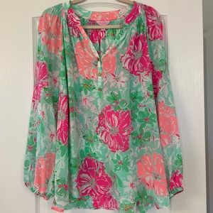 Lilly Pulitzer Elsa top - pink and green
